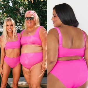 NWOT Show Me Your Mumu Womens Plus Hot Pink Scrunch Hot Tub Top Sz 3X